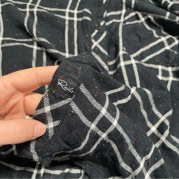 Rails Hunter Plaid Rainbow Speckled Black White Flannel Button Up Shirt Size S - Picture 4 of 14